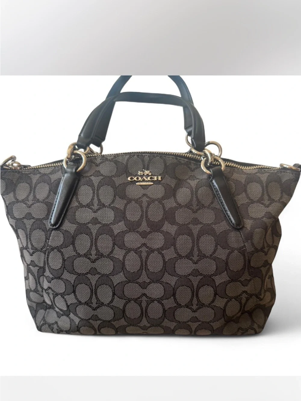 Coach Black and Gray Signature Jacquard Tote